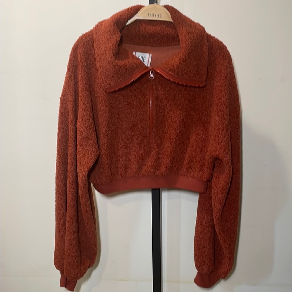 BDG Brown Teddy Jacket with Balloon Sleeves